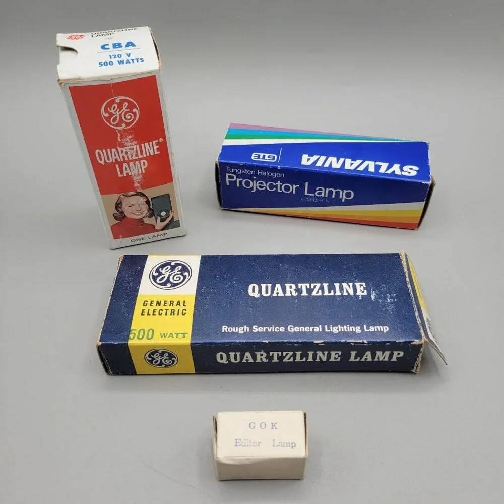 GE 120V 500W and Sylvania 120V 600W Quartzline Lamps GOK Editor Lamp Lot - Picture 1 of 12
